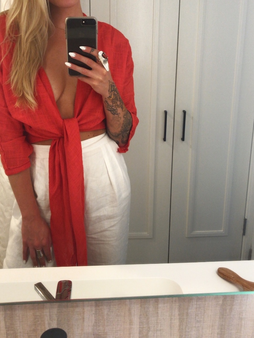 Red Linen Blouse